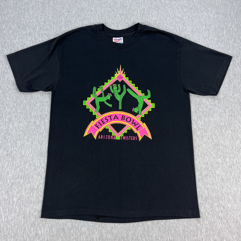 Vintage Football Fiesta Bowl T-Shirt Mens L Black Single Stitch Arizona USA 90s
